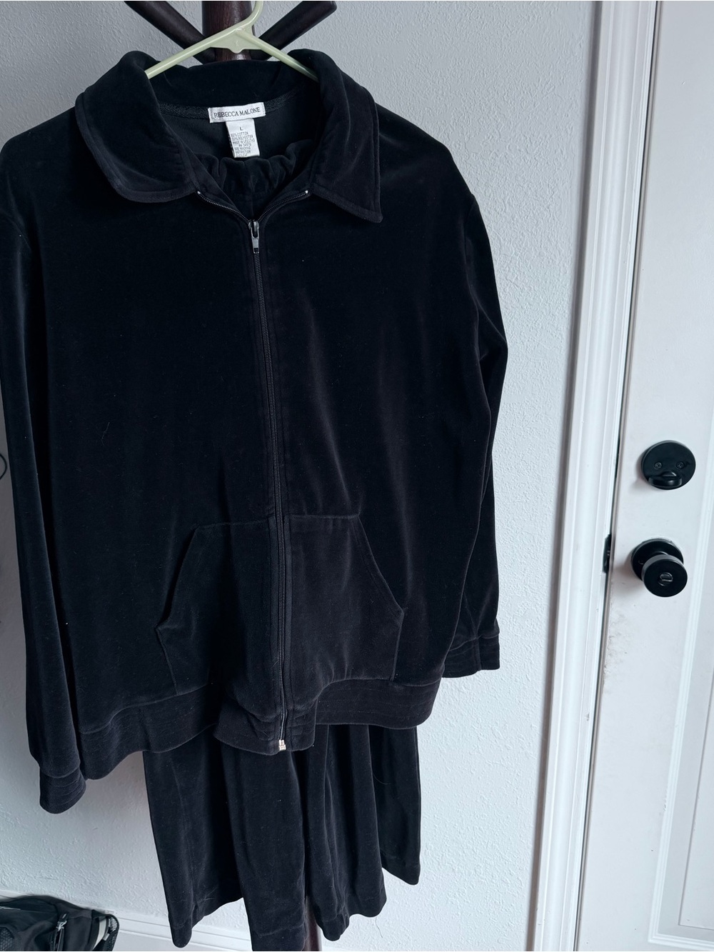 Rebecca Malone Black Velour Track Suit